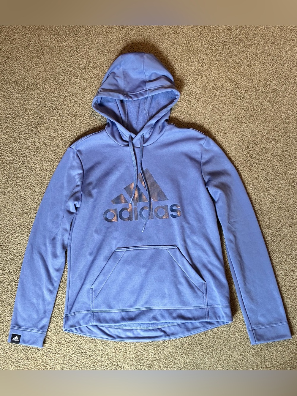 adidas Light Blue Girls' Logo Hoodie Pullover Sweatshirt Top Size 12/14 Pocket